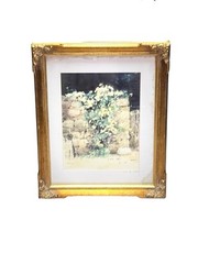 Sun Ying Cable Stone Wall With Flowering Vines Watercolor Painting Gorgeous
