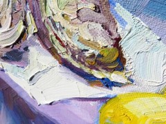 CAPRI LEMON STILL LIFE OIL CANVAS ORIGINAL PAINTING RUSSIAN ART LISTED SIGNED XL