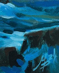 Acrylic Painting Ship Among The Rocks M. Patskan Unframed Original nAAA4839