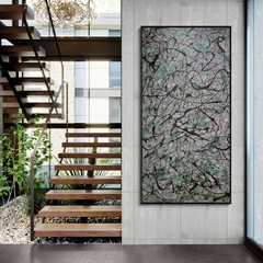 Original Abstract Painting One of a Kind Green Grey XXL Canvas Wall Art