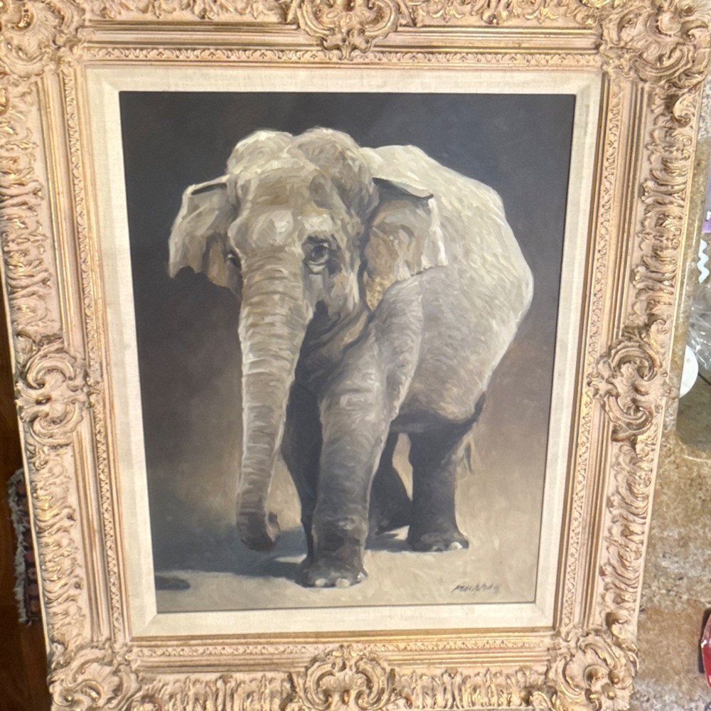 Richard Murray Utah Artist Original oil on panel African Elephant 26 x 19.
