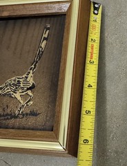 Texas Artist Jack White Signed Echruseos Gold Leaf 1970s Vintage Roadrunner Art