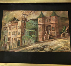 ANNA WILSON LISTED HOLLYWOOD CA ARTIST PAINTING ~ BUNKER HILL VICTORIAN HOUSES