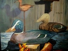 Duck Decoy Carvings, Original Oil Painting by Jean Tyzil. 22 x 30 Excellent Cond