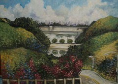 Impressionist Plein Air OIL painting LAKE HOLLYWOOD CA