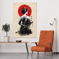 Lady Samurai Warrior Canvas Painting Japanese Geisha Wall Art Hanging Décor