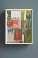 Abstract Oil Painting, Original Vertical Small Framed Artwork, Contemporary Art