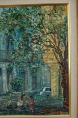 ORIGINAL FRAMED OIL PRADO BOULEVARD SCENE OLD HAVANA, CUBA ARTIST: HECTO VIDAL