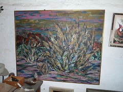 Signed 40″ x 50″ Oil Painting Harry Sternberg The Lizard 1940s