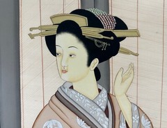 Japanese Bijin-Ga Paining, Ink on Silk, Unsigned, 20th Century