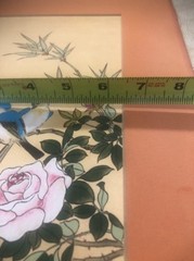 P.Chan Botanical/Bird on Silk Watercolor Art