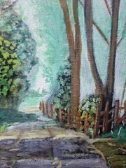 Orginal Misty Path 8×10 Stretched Canvas