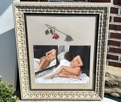 MAGICAL REALISM PAINTING Female Nude AURELIO RODRIGUEZ LOPEZ 20/21st c. Spanish
