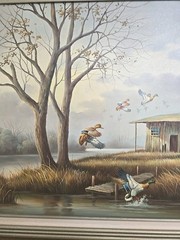 Original Mallard Duck Framed Oil Painting Landscape Hunting Waterfowl Signed