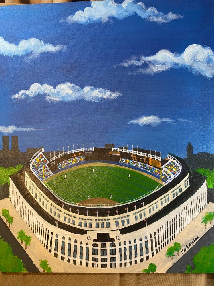 John McMahon „Yankee Stadium, Bronx New York“ Oil Painting – Signed