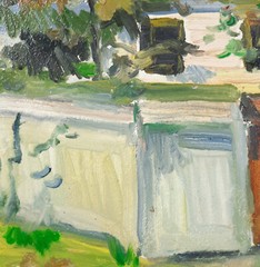 Village House with Red Roof, Impressionist Landscape, Rustic Countryside Art