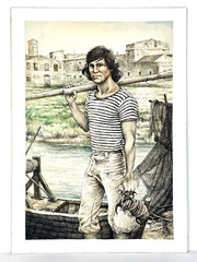 Rafael Tardio Alonso Original Spanish Painting Artwork Young Fisherman Spain