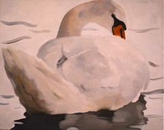 Swan in Lake art, 8×10 original oil painting on Linen canvas , swan paintings