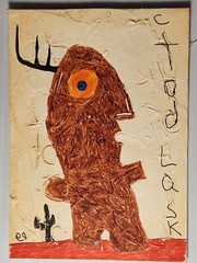 e9Art ACEO childlike reindeer outsider art brut naive