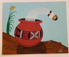 Painting Dale Hovanaya Hopi Pueblo Native American Kachina “Pottery Spirit” Vtg