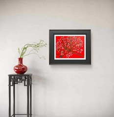 Cherry Blossom Tree Painting 11×14 Original Acrylic Van Gogh Inspired Wall Decor