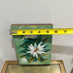 Vintage Handpainted Floral Daisies on Wood Wall Art