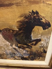 31×28” Large Signed Real Oil On Canvas Painting Wild Horses Stallion Equine