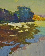 Evening on the River, 25×31 cm, Cardboard, Painting by Shandor Alexander