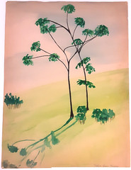 Vintage Original Painting Helen Jean Hughes Tree In Color 1940s Quincy Illinois