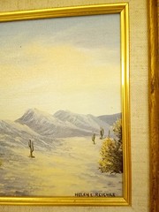 Vintage Helen L Reichle oil painting on board desert study #2 framed California