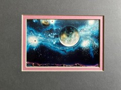 Artwork Space Stars Planets in Space Matted Ready To Frame Signed By Tom Gall
