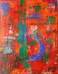 Stunning Abstract Art on Canvas Signed Illegibly Artist Unknown