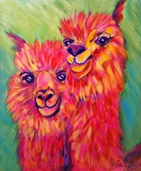 Original Alpaca Art Painting 12×10 Southwestern Fluffy Llama Vibrant Wall Art