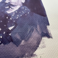 Original Monochrome Portrait Watercolor Textured Paper Signed By Artist 18×14