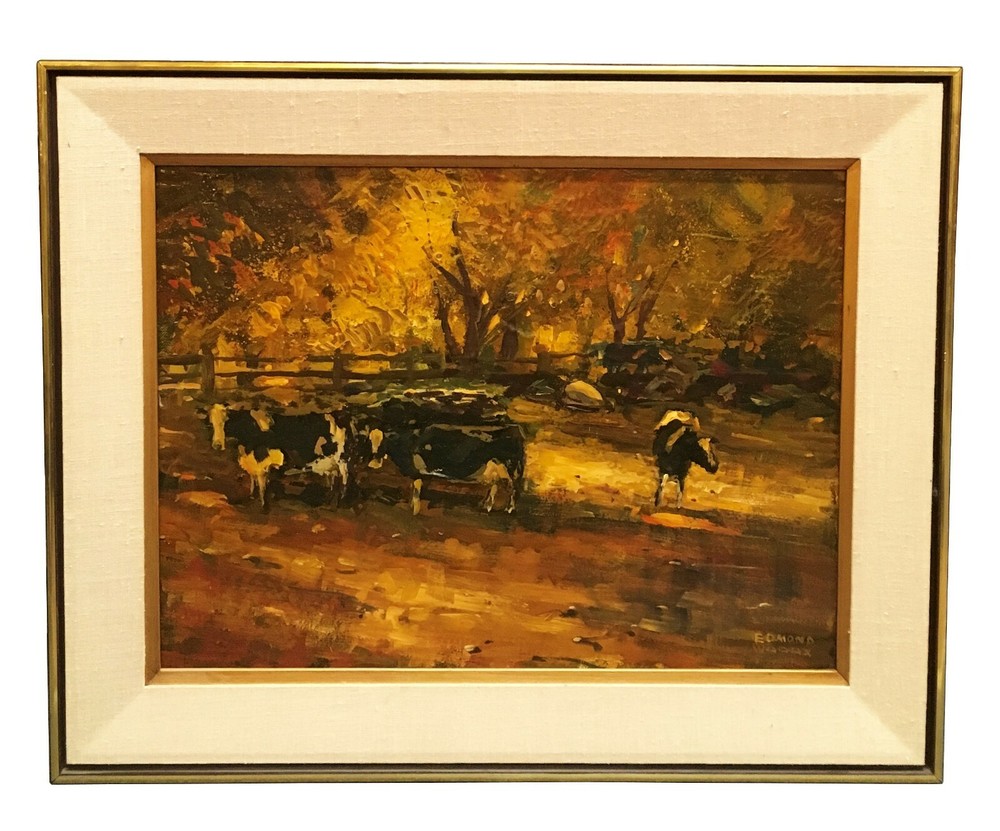 Edmond Woods (1905-1990) „Holstein Cattle“ Morgan, Utah – Western Impressionism