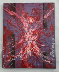 Painting Original DelMarq Wall Decoration Red White and Purple Colors