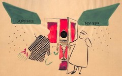 „Lanvin Paris Arpege/ My Sin w/ Doorman c1950s Advertising Watercolor Artwork“
