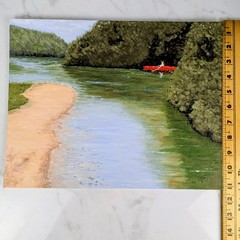 Judy Pearl Original Acrylic Painting 11×14 Canoe River Landscape Art Signed
