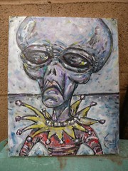 AN UPSET ALIEN new 8×10 oil painting original art outer space Wow signed Crowell
