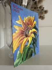 original oil painting Sunflower 15х20cm Gift Wall Art Semi-Abstract Flowers