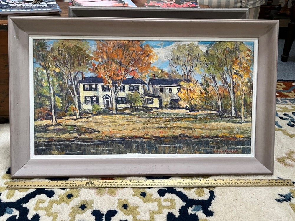 c.1950 Kennebunkport ME listed artist Mast Cove impressionist oil painting