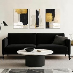 RZIGERNO 3 Pcs Black White and Gold 24″L x 16″W Black and gold abstract