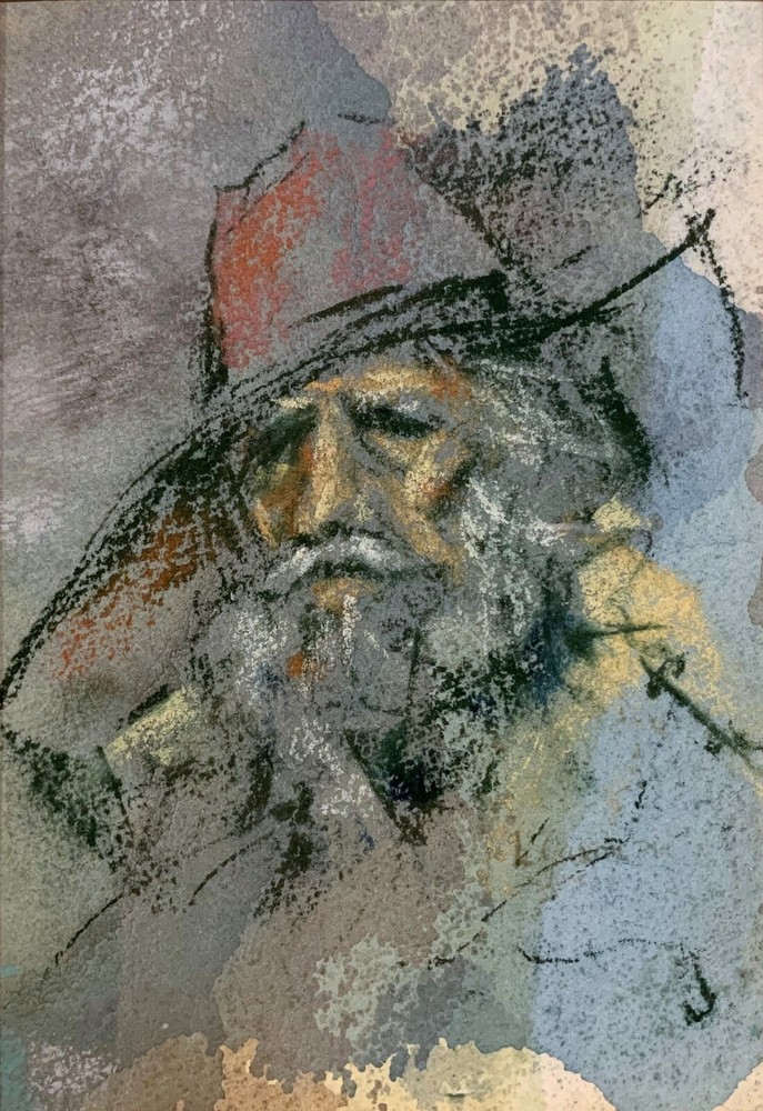 Unsigned 20th c. SMALL PORTRAIT PAINTING STUDY OF A BEARDED MAN