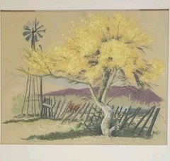 Vintage Doris Griswold Original Watercolor Painting Southwest Desert Windmill