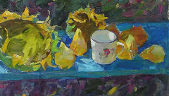 Oil painting Sunflowers Ukrainian painter Canvas Unframed original landscape