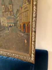 Large rare painting of PRAGUE Praha by Karel Hynek Tršický CZECH Czechoslovakia