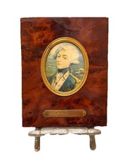 Antique French Marquis De La Fayette Miniature Portrait Painting Signed Jose Roy