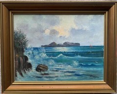Carlo Ciappa Oil on Canvas Italy Coastline Listed Nice
