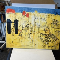 Italy city with concert 80x60cm oil/LW art academy Düsseldorf art