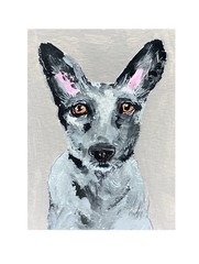 Aceo By Kenna Painting Dog Portrait 2.5” X 3.5” Signed Original